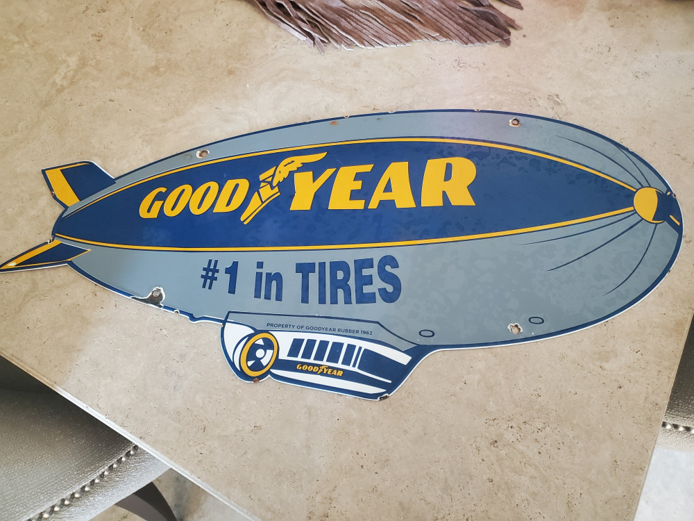 #M181 - Original Goodyear Blimp Porcelain Sign | MAG Auctions