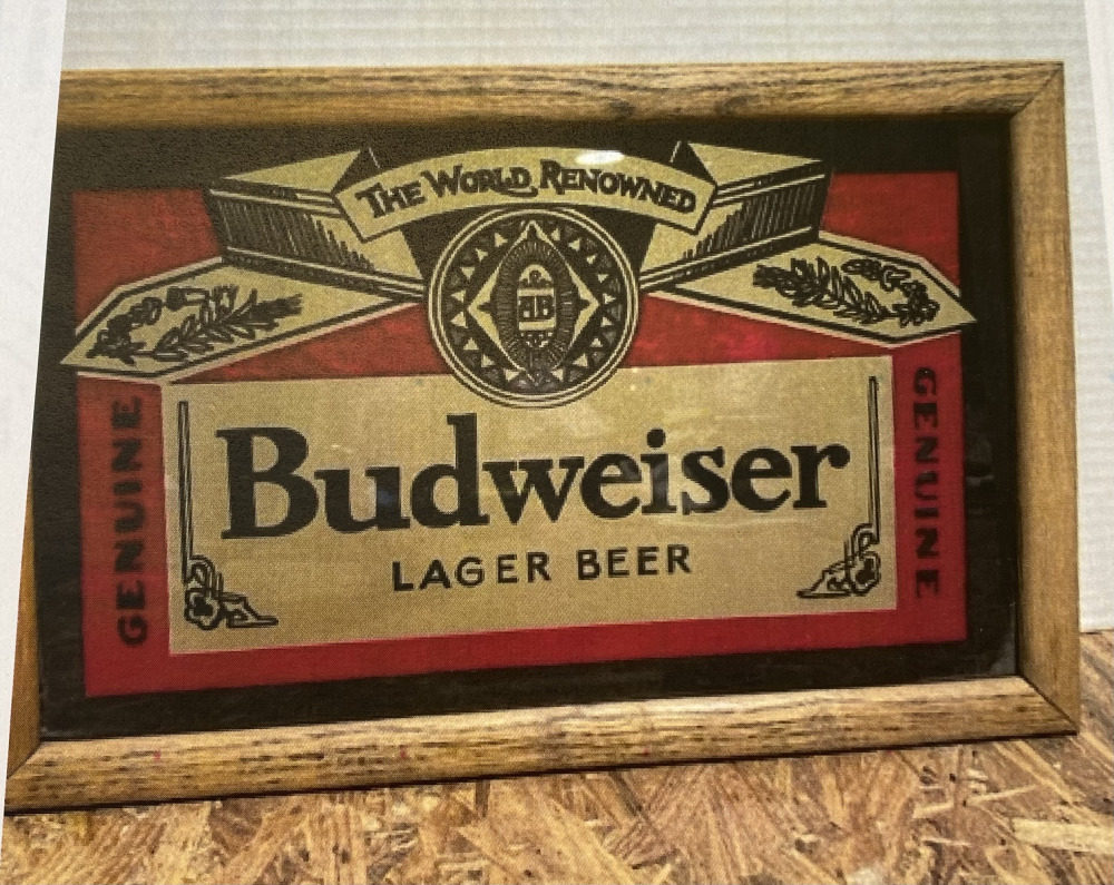 #M001 - Budweiser Mirrored Bar Sign | MAG Auctions