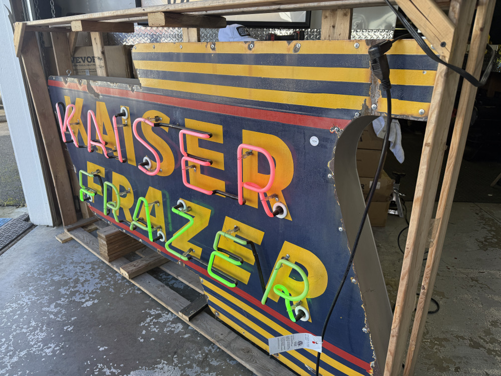Kaiser Sign Inox #M314 - Kaiser Frasier original dealership sign | MAG Auctions